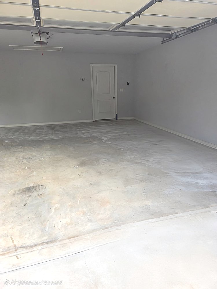 Before photo of bare concrete garage floor