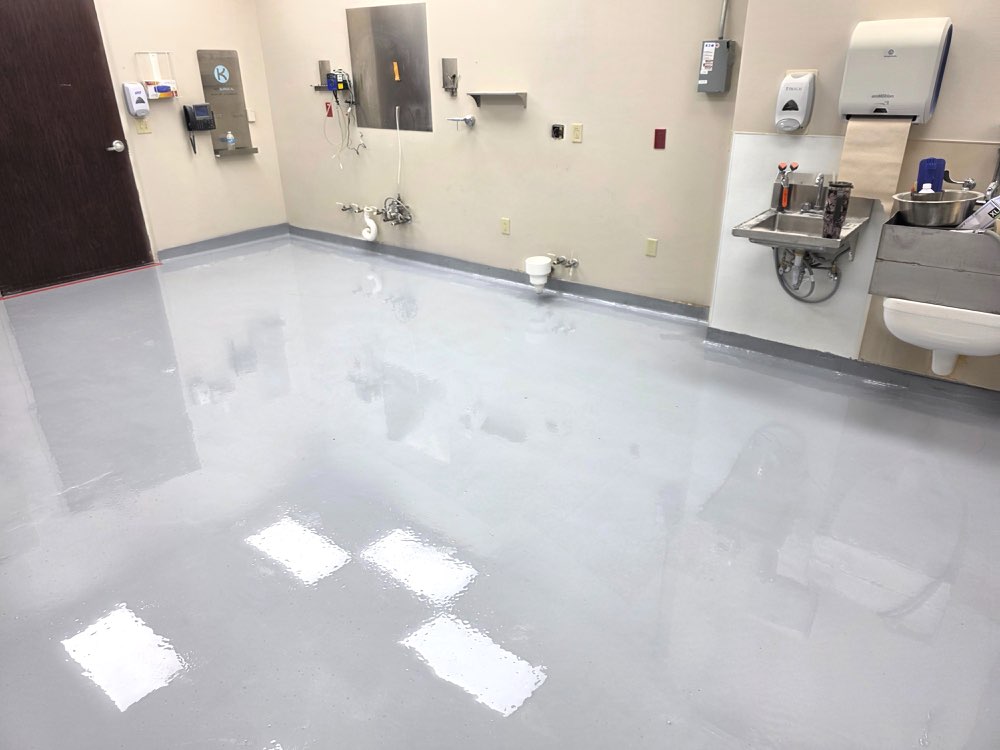 After photo of seamless medical cleanroom epoxy floor